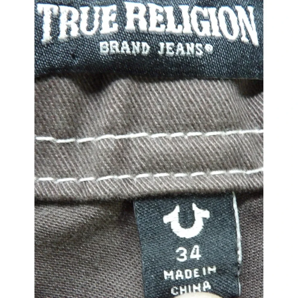 NWT True Religion Cargo Pants Men 34 Bracken Brown Super T Stitch Baggy Workwear